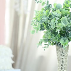 6 pcs 14″ tall Frosted Green Eucalyptus Artificial Greenery Bushes Wedding Party