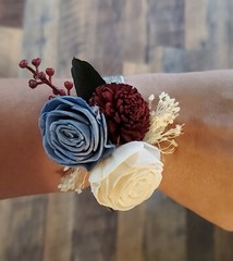 Burgundy Dusty Blue Bridal Bouquet Sola Wood Hydrangea Bridesmaid Wedding Flower