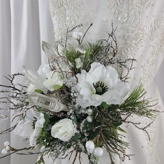 Winter Crystal Faux Silk Wedding Bouquet
