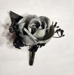 Silver Black Rose Calla Lily Sola Wood Bridal Wedding Bouquet Accessories
