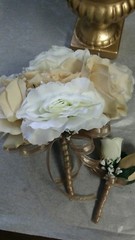 22 PC Champagne & Ivory cascade wedding bouquet package RUSH ORDER AVAILA