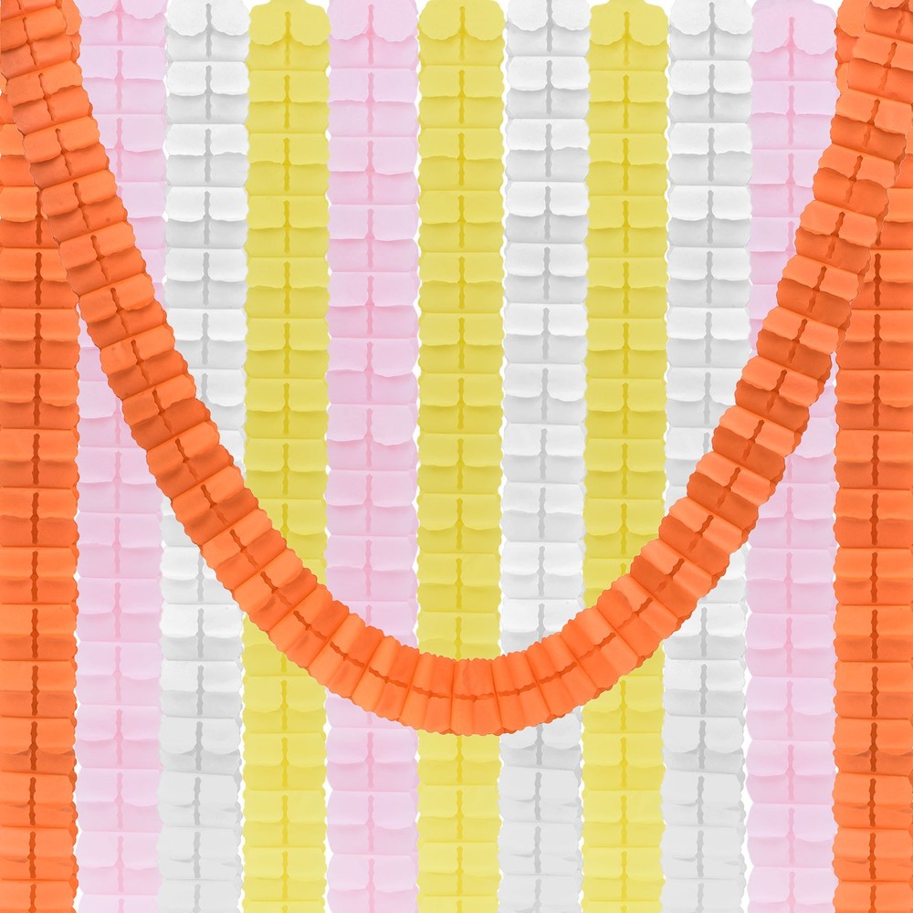 12Pcs 9.8ft Four-Leaf Paper Flower Garland Hanging Streamer Orange Theme 4 Color