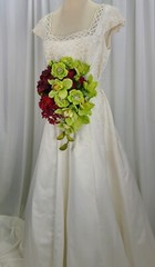 Wine and Green Teardrop Faux Silk Wedding Bouquet
