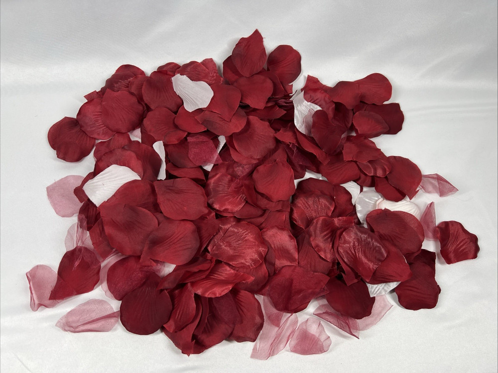 Artificial Mixed Rose Petals Lot Fabric Red, Transparent, White