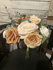 Champagne, Bronze/brown Hand Tied Style With matching Boutonnière