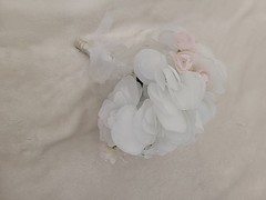 Bridal Wedding Bouquet White Pink Faux Pearl Floral