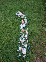 Artificial Rose Flower Garland Pink White And Navy Blue Greenery Wedding Floral
