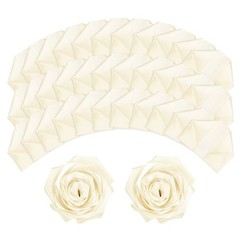 100pcs Eternal Roses Petals, Premade Satin Ribbon Flowers, Beige
