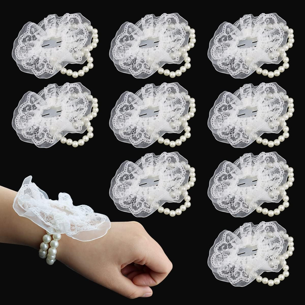 Pack of 10 Elastic Pearl Wrist Corsage Bands Wristlets DIY Wrist Corsages Access