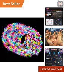 Enchanting 100 PCS Light Up Flower Crowns: Perfect for Parties & Celebrations