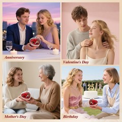 Casaido Preserved Real Rose with I Love You Necklace in Heart Box, Red