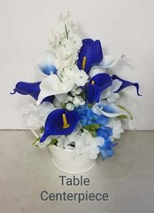 Royal Blue Ivory White Calla Lily Bridal Wedding Bouquet Accessories