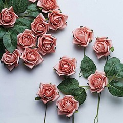24 DUSTY ROSE 2″ Mini FOAM ROSE Flowers Stems Wedding Decorations Supplies