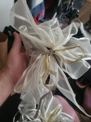 Vintage 2 Cileruide beige rose wrist corsage features gold leaf ribbons Door…