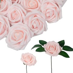 Mellamo Artificial Foam Roses, Blush Pink, 30 Pcs