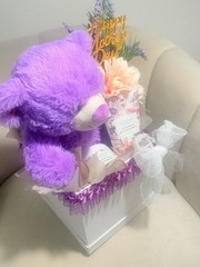 Victoria Secret Jasmine & Elderberry Floral Gift Basket/Purple Bear