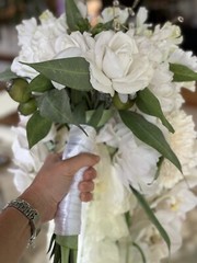 45” Long Wedding Bouquet Large Cascade Real Feel Artificial Flower Orchids Roses