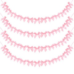 4 String of 13 PCS Peach Pink Bow Garland Banner Decoration Party Bow