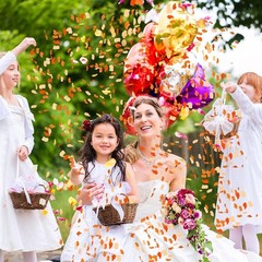 2000 Pcs Orange Yellow Rose Petal Wedding Decorations Fake Silk Rose Flower