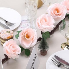 BLUSH 6 ft long Silk Rose Wedding Garland Leaves Bendable Wire Vines Home Sale
