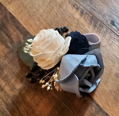 17PC Dusty Blue Navy Wedding Flower Set Sola Wood Bridal Bouquet Boutonnieres