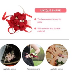 3Pcs Elegant Red Bridal Wrist Flower Decor for Rustic Country Wedding Party