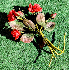 Dusty Rose 5 Stems 10″ Artificial Faux Hard Decorative Bouquet Wedding Party EUC