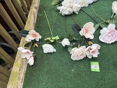 Huge Lot Bundle Of Cream Ivory White Roses Peony Magnolia Long Stem Real Touch