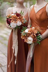 Ling’s Moment Silk Artificial Flowers Dahlia Brunt Orange Terracotta Flowers