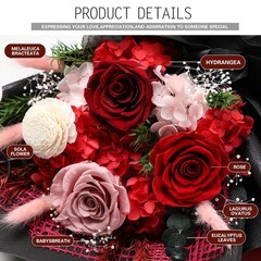 Casaido Preserved Flowers for Delivery, Mothers Day Red Flower Bouquets