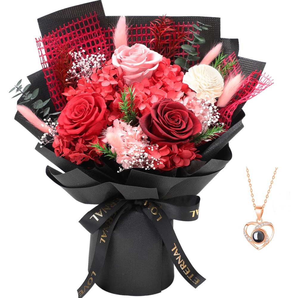Casaido Preserved Flowers for Delivery, Mothers Day Red Flower Bouquets
