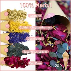 2 QT Dried Roses & Eucalyptus Leaves Mix Petals, 20+ Cups of Natural 2 Qt