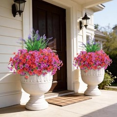 Artificial Flowers for Outdoors UV Resistan 12 Pcs Silk Daisies with Red Lotus