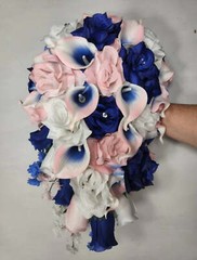 Pink Royal Blue White Rose Calla Lily