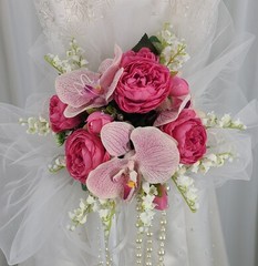 Pretty Ballerina Rose and Orchid Faux Silk Wedding Bouquet