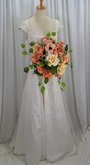 Peaches and Golden Yellows Garden Faux Silk Wedding Bouquet