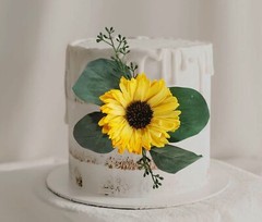 Sunflower Cake Topper Flower Eucalyptus Reusable Sola Wood Yellow Wedding Decor