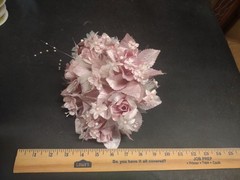 1970s Vintage Silk Wedding Bouquet or Throwaway, Satin Rose, Stephanotis, Pearls
