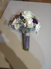Cascading Bridal Bouquet, 5 Round Bridesmaids Bouquets, 1 Toss Bouquet
