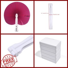 Bestage 20 Paper Folding Hand Fans Fuchsia Round Wedding Bridal Party Favors …