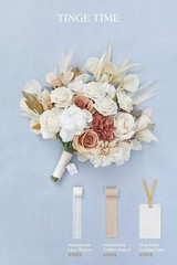 Artificial Rose Bridal Bouquet Ribbon Beaded Wedding Handheld Prop Decoration
