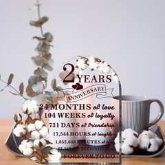 2 Years Anniversary Decor for Him Her Cotton 6 x 6 x 0.6 inches, 2 Year