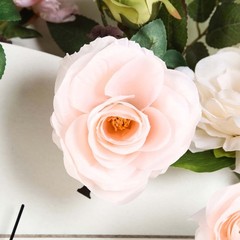 BLUSH 6 ft long Silk Rose Wedding Garland Leaves Bendable Wire Vines Home Sale