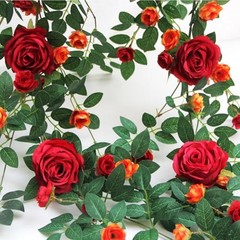 6FT Bendable Flower Garland, Artificial Rose Vine Hanging Floral 1pcs Red