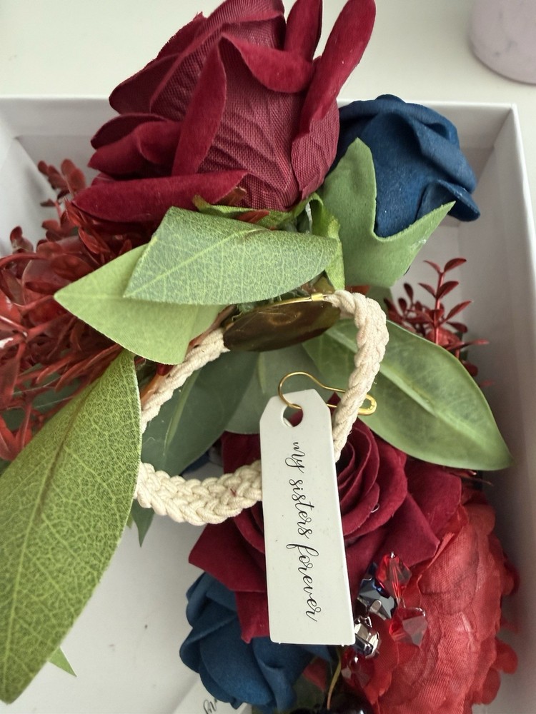 Deep Red and Navy Blue Wrist Corsage for Prom and Wedding 3pc