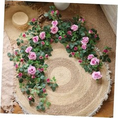 5.9FT Bendable Rose Flower Garlands, Artificial Silk Wild Roses Vine 2 Purple