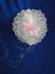 New Stunning Handmade Iridescent white floral and Pink Butterfly Bridal Bouquet