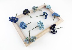 KADADSA 100 pcs Tiny Artificial Roses Mixed Dark and Light Blue Shade Five…
