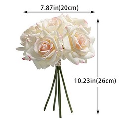 Artificial Roses Single Stem 10pcs Fake Silk Pink Edge(not Include Vase)