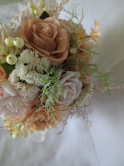 Nude/Peach Bridal Bouquet Artificial Silk Foam Flowers